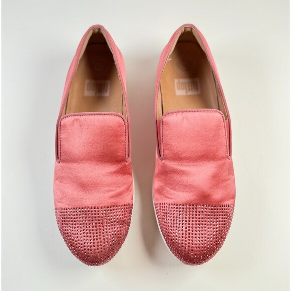 FitFlop Superskate Womens Shoes Pink Loafer Slip On Flat Studded Casual Size 8 - Picture 2 of 7